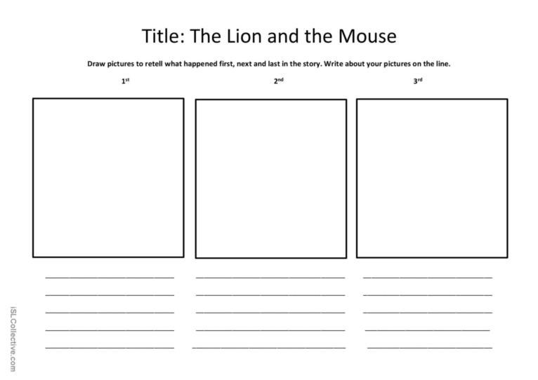 The lion and the mouse glish esl worksheets pdf doc