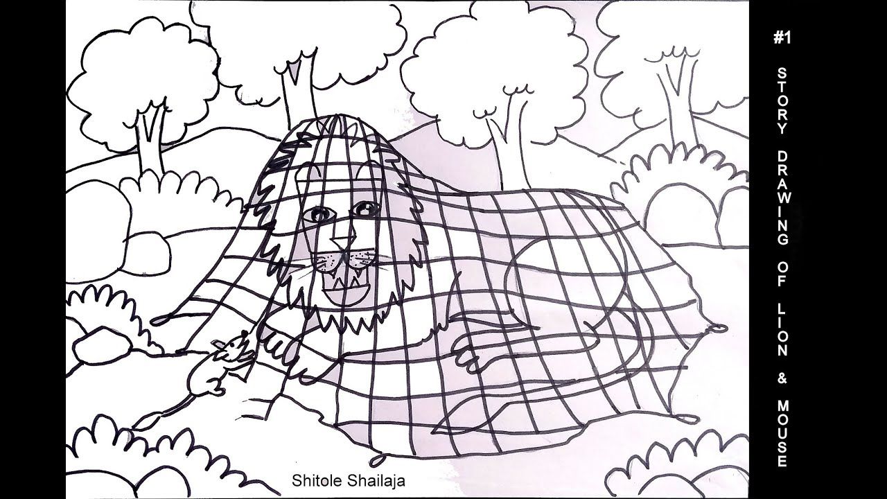 Part step by step drawing of the lion and the mouse story lion and the mouse step by step drawing mouse drawing