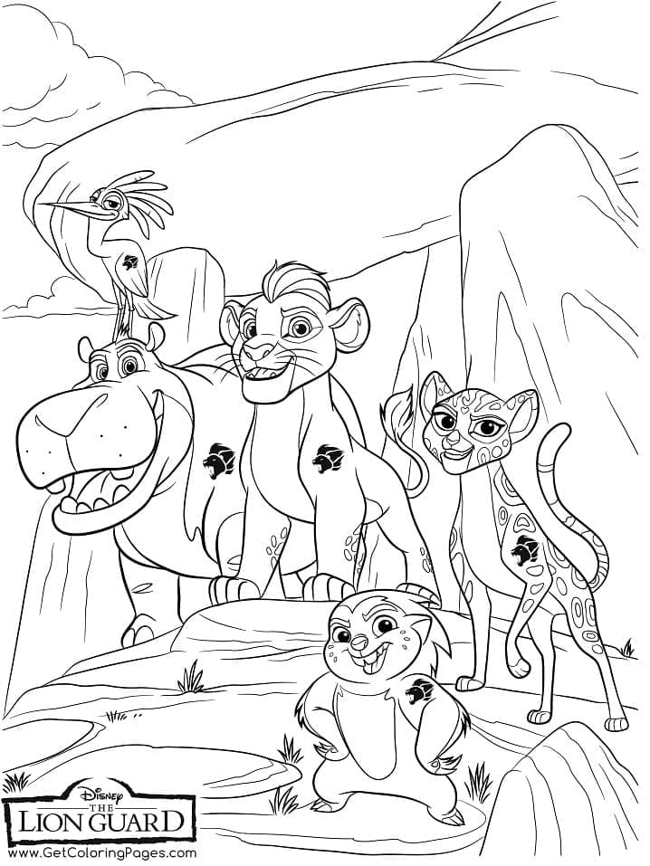 The lion guard characters coloring page