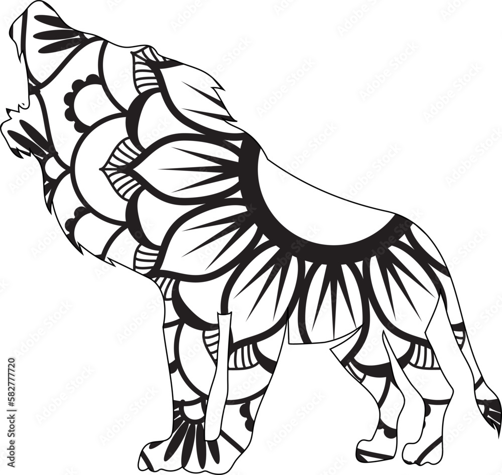 Lion king coloring page for adults and kids the king of forest hand drawn doodle lion coloring page for coloring book and page editable vector illustration vector