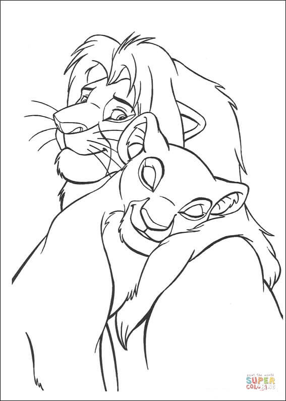 Mufasa lion and sarabi lioness coloring page free printable coloring pages