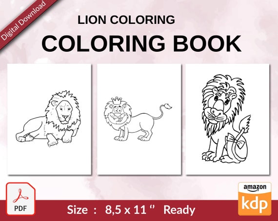 Cute lion coloring book for kids x printable pdf file