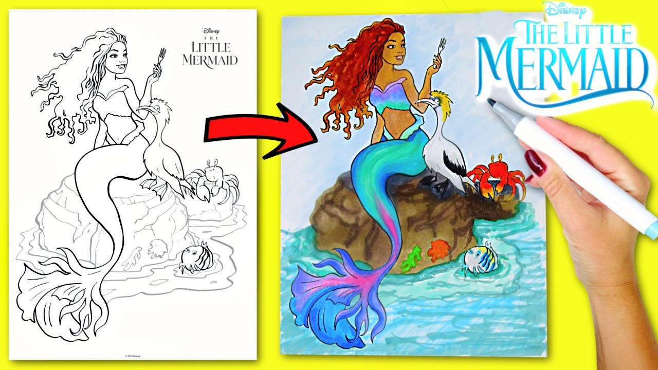 Disney the little eraid live action ovie coloring ariel halle bailey
