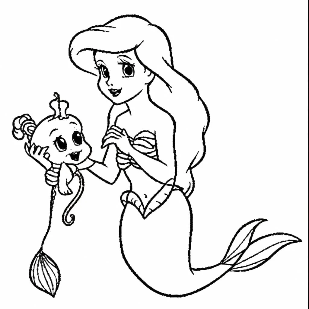 Create magic with ariel and melody coloring pages