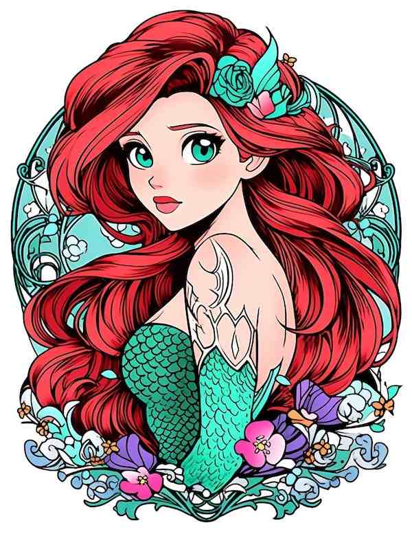 Mermaid coloring pages for kids and adults