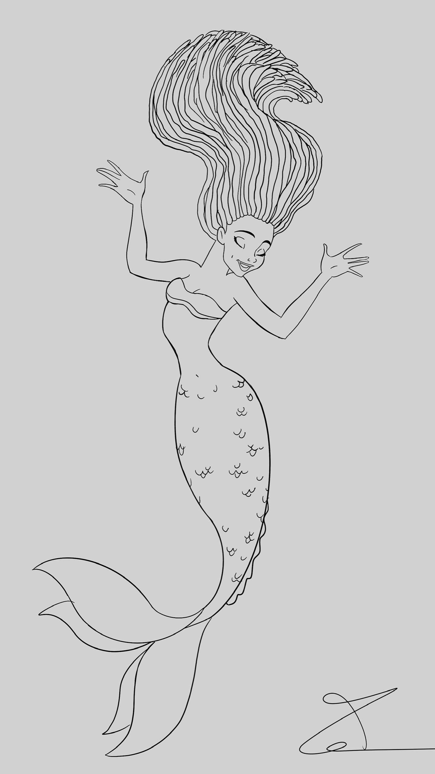 I drew halle bailey as ariel in the new little mermaid live action ð i cant wait to watch her in it rdisney