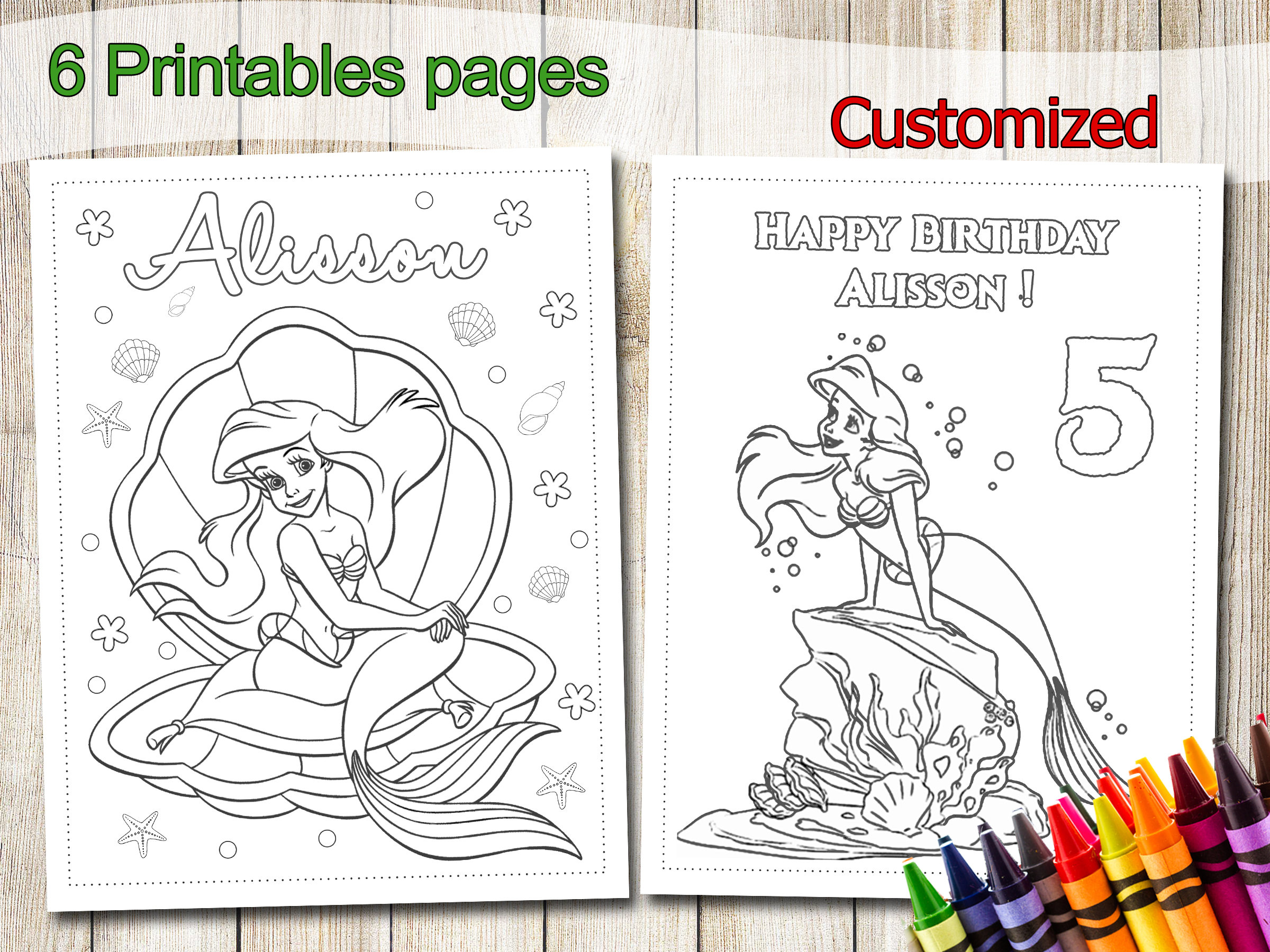 Little mermaid coloring pages little mermaid party favors little mermaid birthday party favor little mermaid coloring book activities