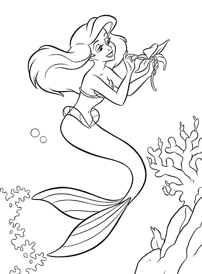 Online coloring pages coloring page the little mermaid ariel picking flowers the little mermaid ariel download print coloring page