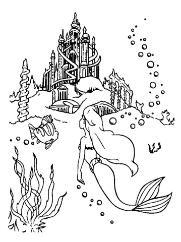 Ariel is going to the castle coloring page free printable coloring pages