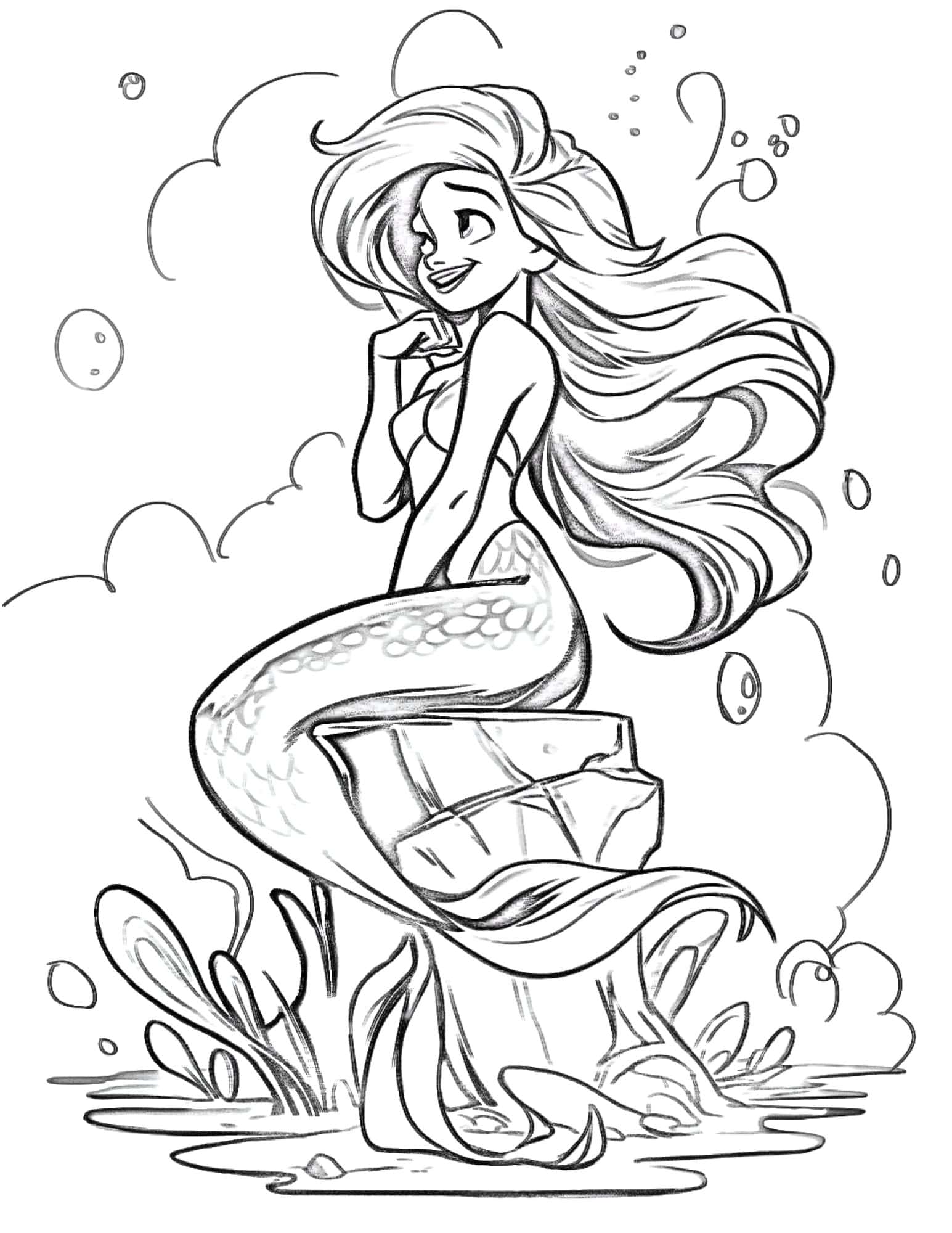 Mermaid coloring pages for kids and adults