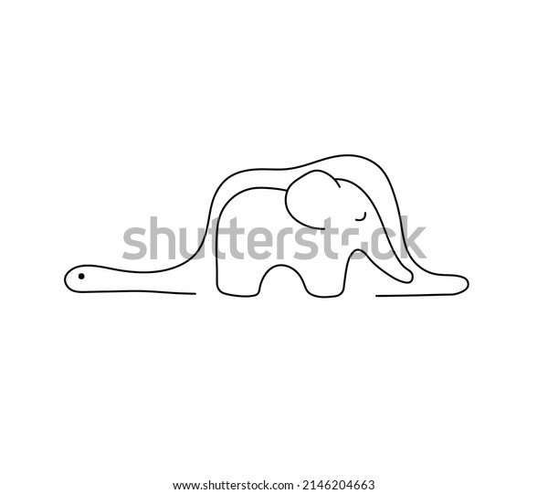 Vector isolated snake that ate elephant stock vector royalty free