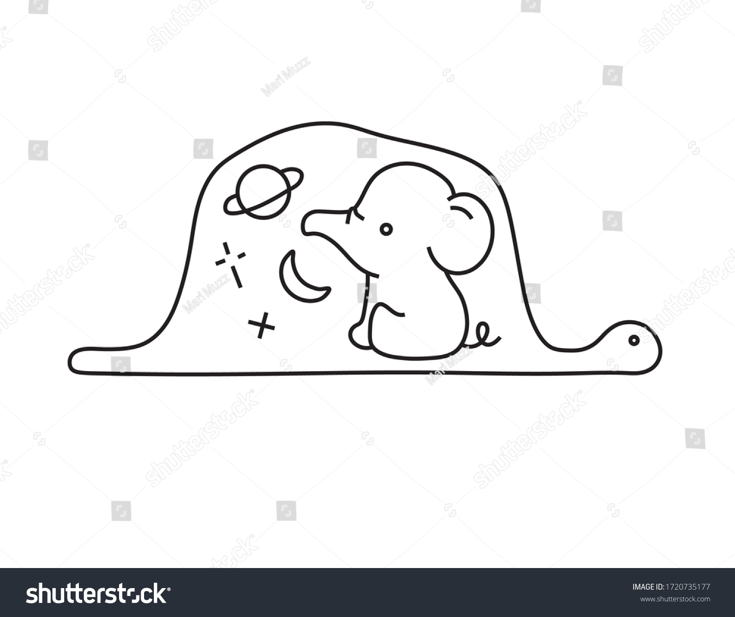Vector illustration cartoon little prince elephant stock vector royalty free