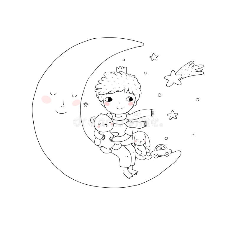 Little prince moon stock illustrations â little prince moon stock illustrations vectors clipart