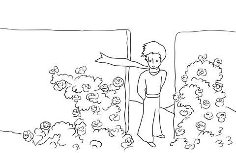 Little prince and garden of roses coloring page free printable coloring pages