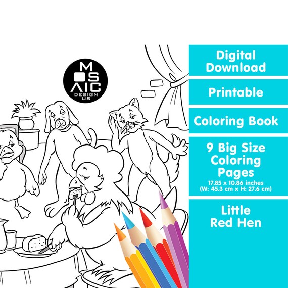 Buy animals coloring pages printable red hen fairy tale coloring book pdf kids colouring book digital download coloring pages story pdf online in india