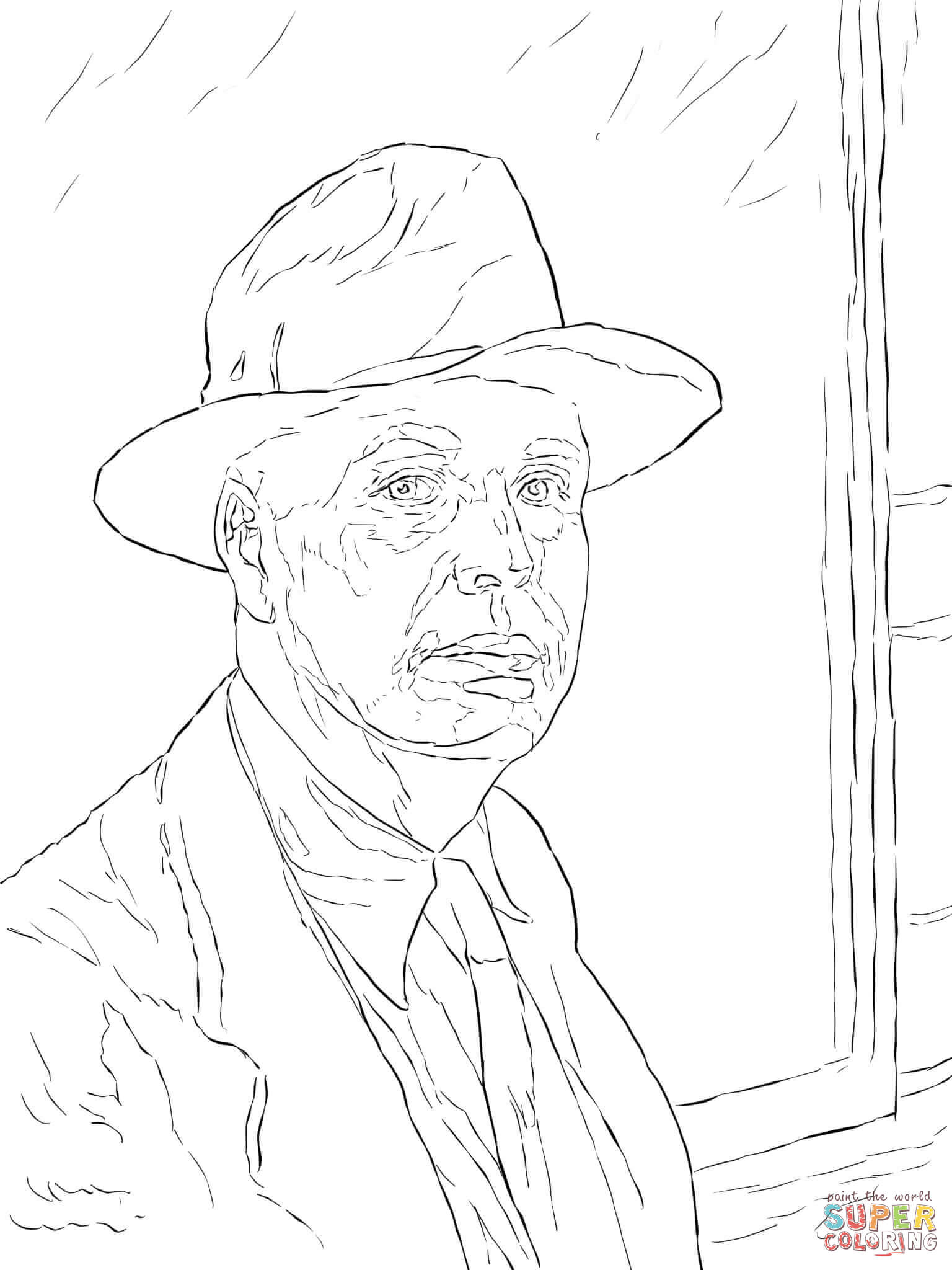 Edward hopper self portrait coloring page free printable coloring pages