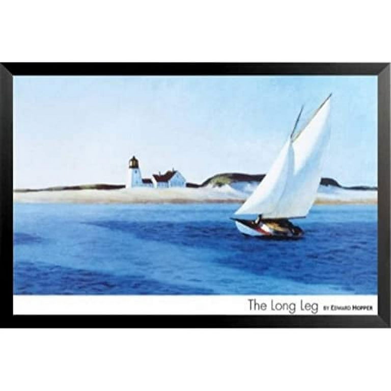 Buyartforless work framed the long leg by edward hopper x art print poster wall dcor american museum master blue