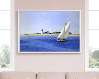 Edward hopperthe long legseaside sailboatcoastal scenerycanvas printcanvas artcanvas wall artlarge wall artframed wall artp