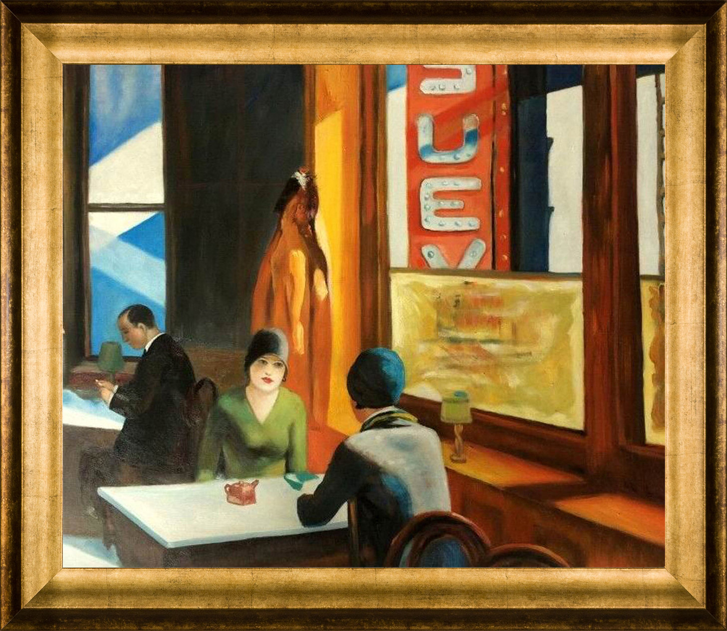 Red barrel studio chop suey framed on canvas by edward hopper painting