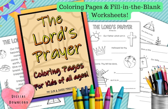 Lords prayer coloring pages our father worksheet youth prayer craft booklet kids christian sunday school lessons pdf printable ministry