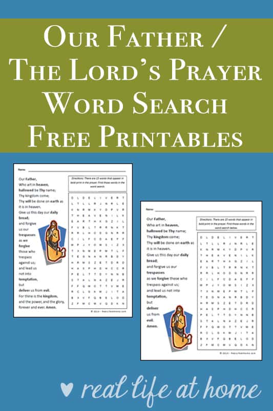 The lords prayer our father word search printable