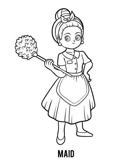 Premium vector coloring book for children maid