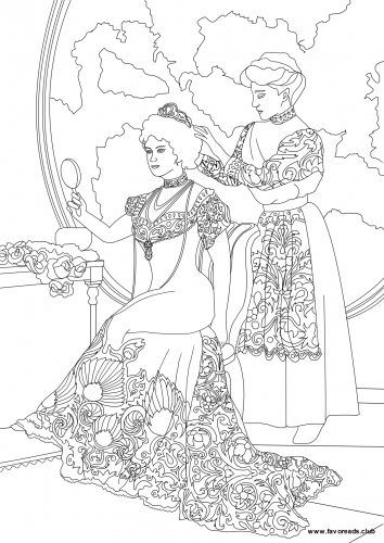 Victorian lady and her maid coloring page ð ðñðºñðñðºð ðððððºð