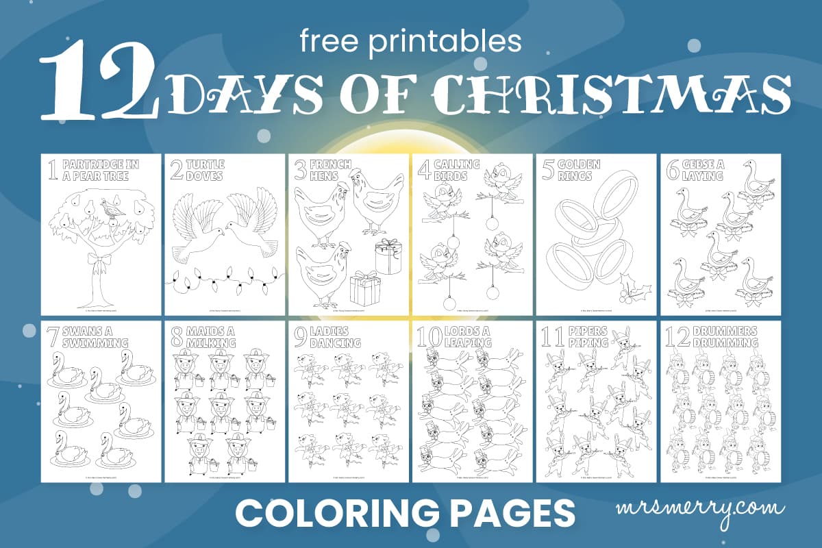 Days of christmas printable coloring pages mrs merry