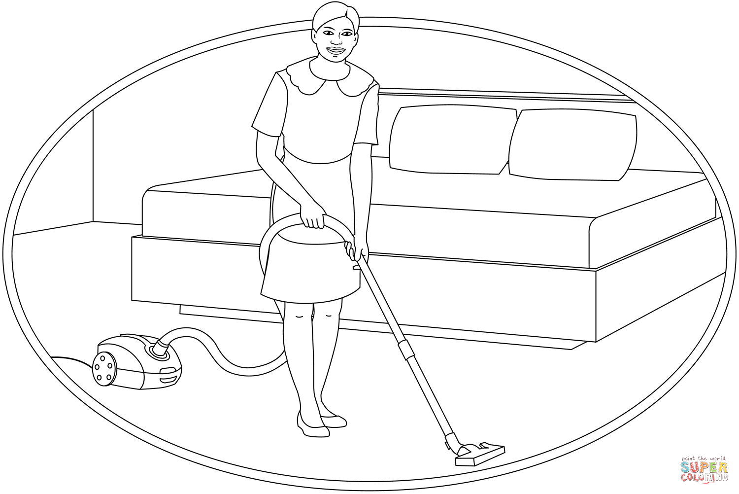 Maid coloring page free printable coloring pages