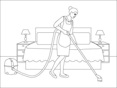 Maid coloring page free printable coloring pages