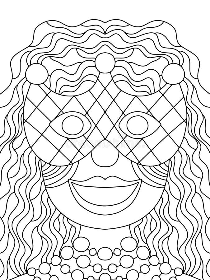 Mardi gras queen coloring page stock vector illustration stock vector