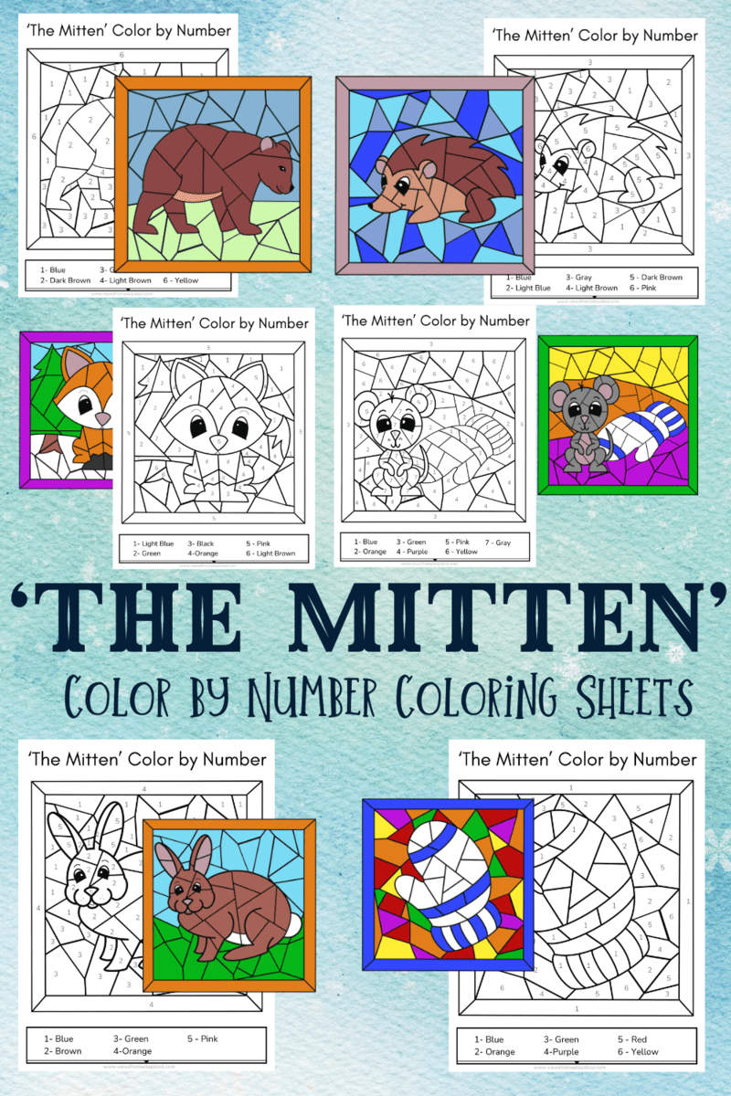 The mitten color by number printable for kids