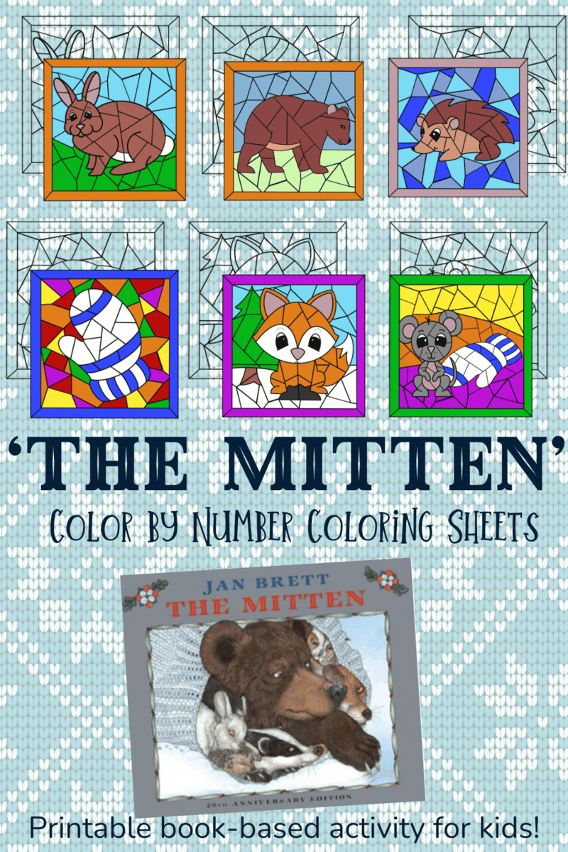 The mitten color by number printable for kids