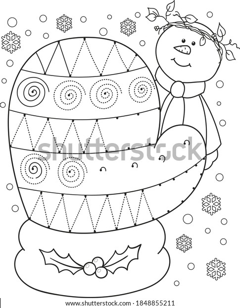 Coloring page outline cartoon mitten educational stock vector royalty free