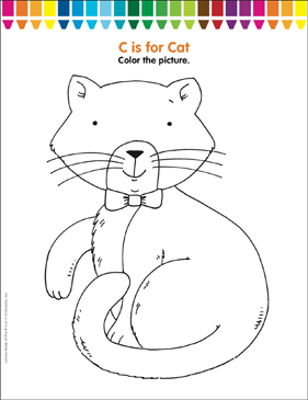 C is for cat coloring page printable coloring pages