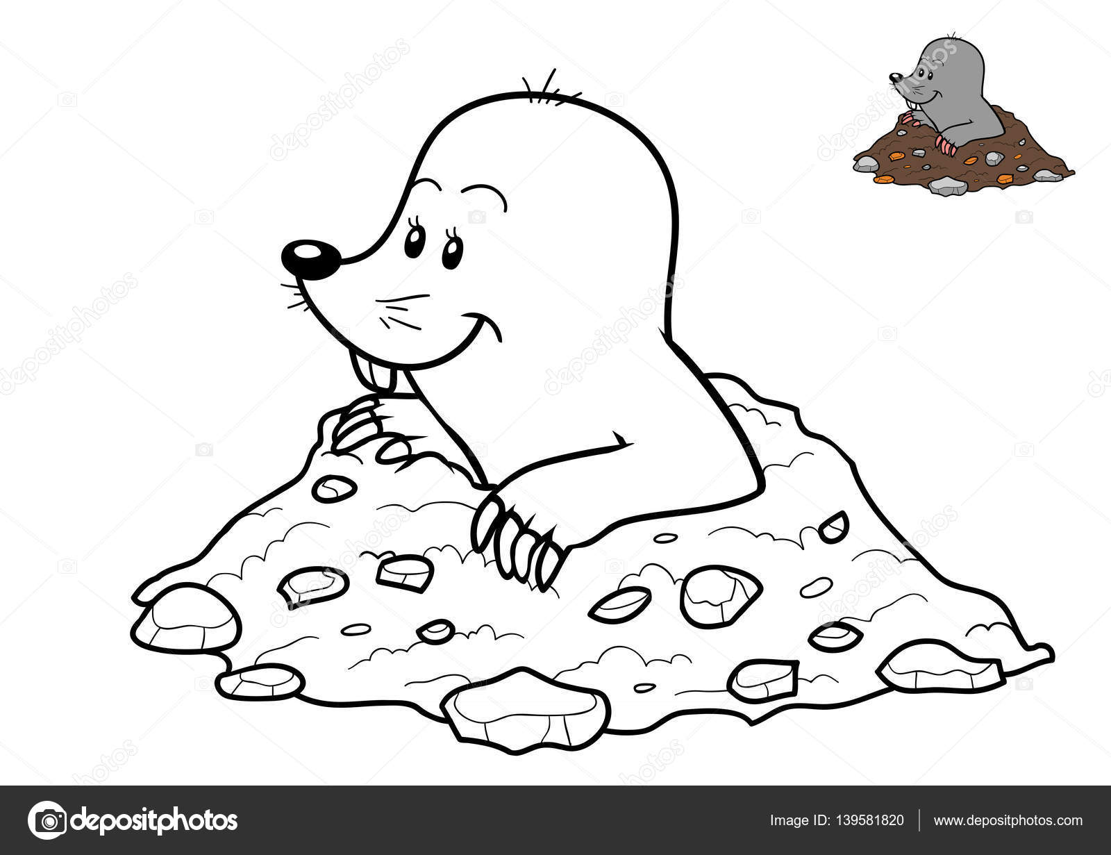 Coloring book mole stock illustration by ksenyasavva