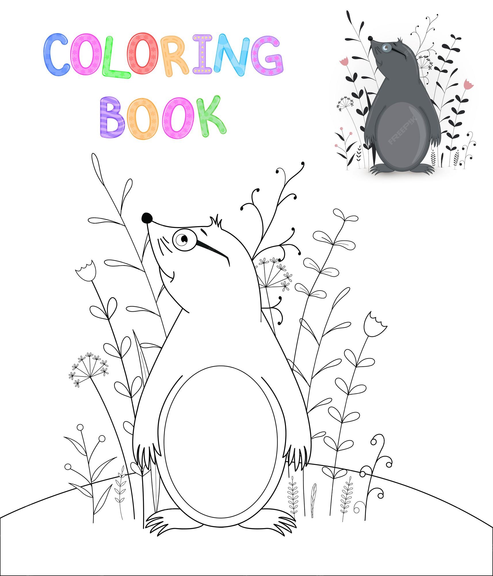 Premium vector children s coloring book with cartoon animals educational tasks for preschool children cute mole