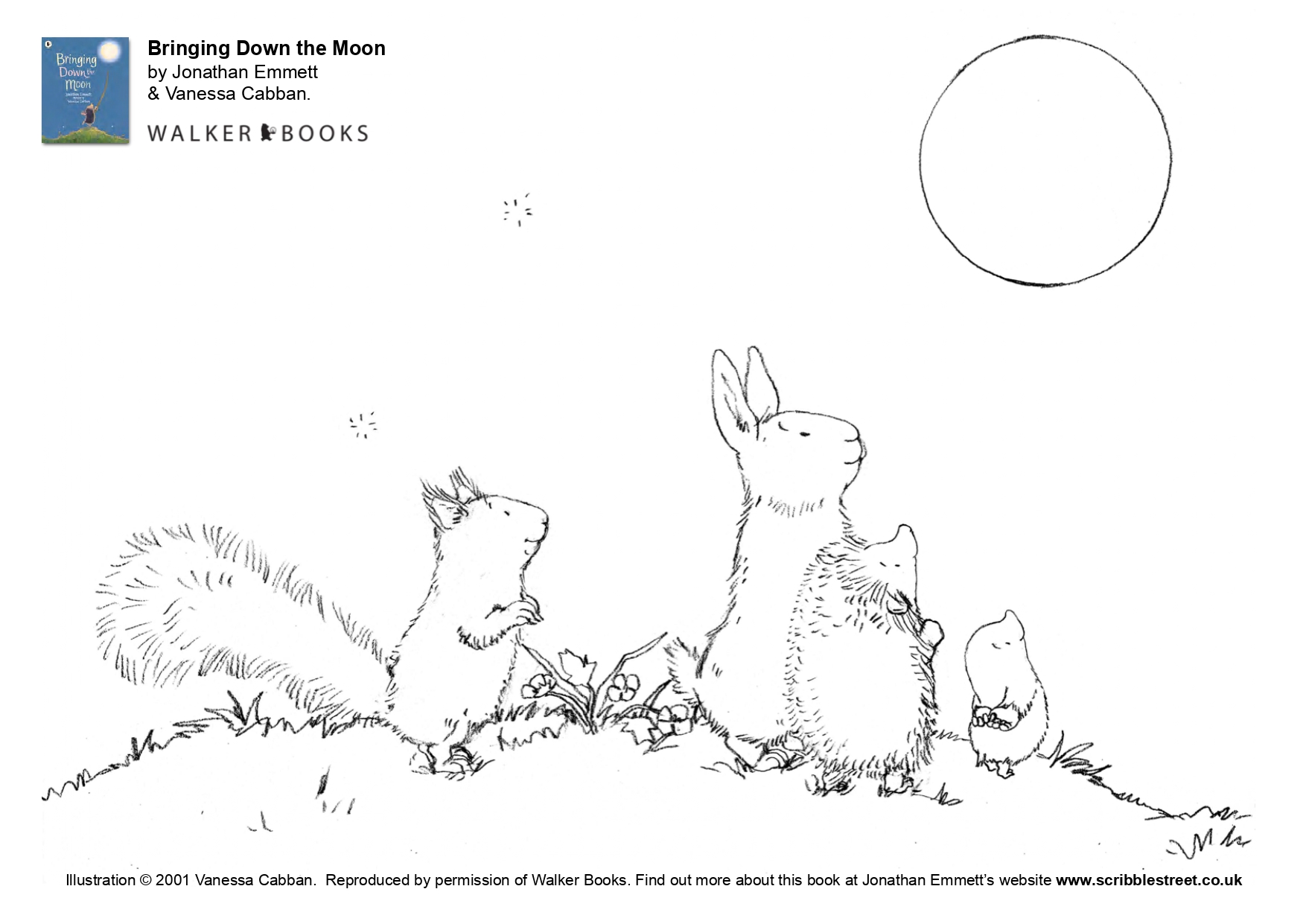 Bringing down the moon colouring sheet