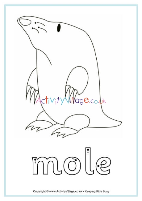 Mole finger tracing sheet