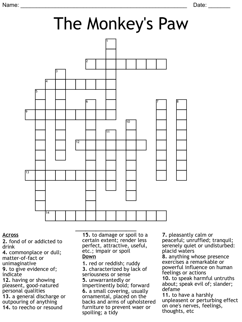 The monkeys paw crossword