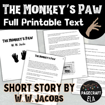 The monkeys paw w w jacobs full printable text booklet by pagecraft ela