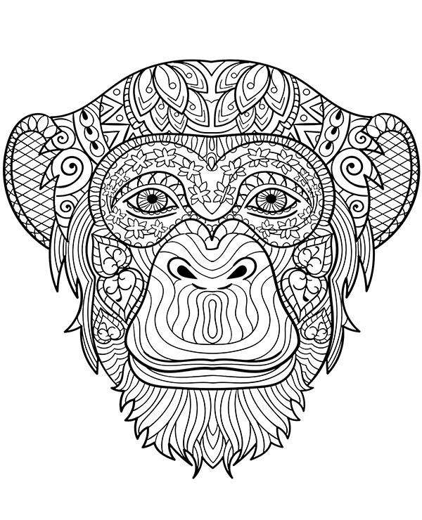 Printable relaxing mandala monkey