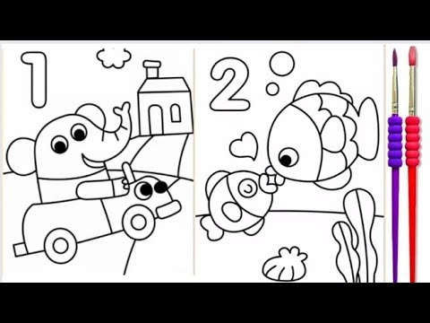 Learn to counting coloring with baby children easy coloring pages âï