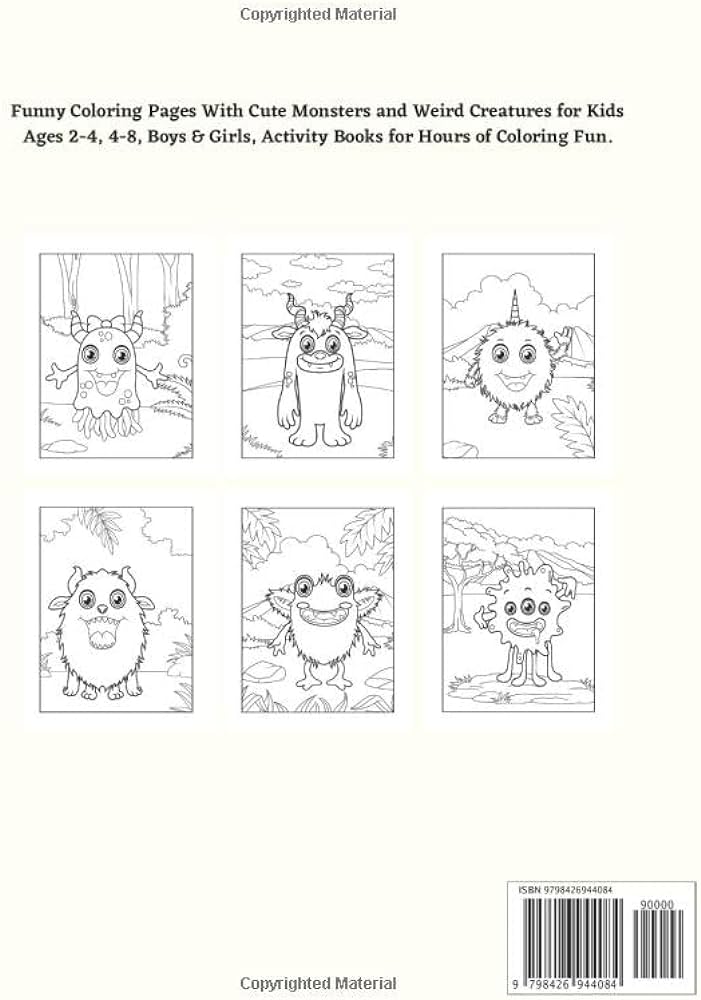 Monster coloring book coloring pages with cute spooky and funny