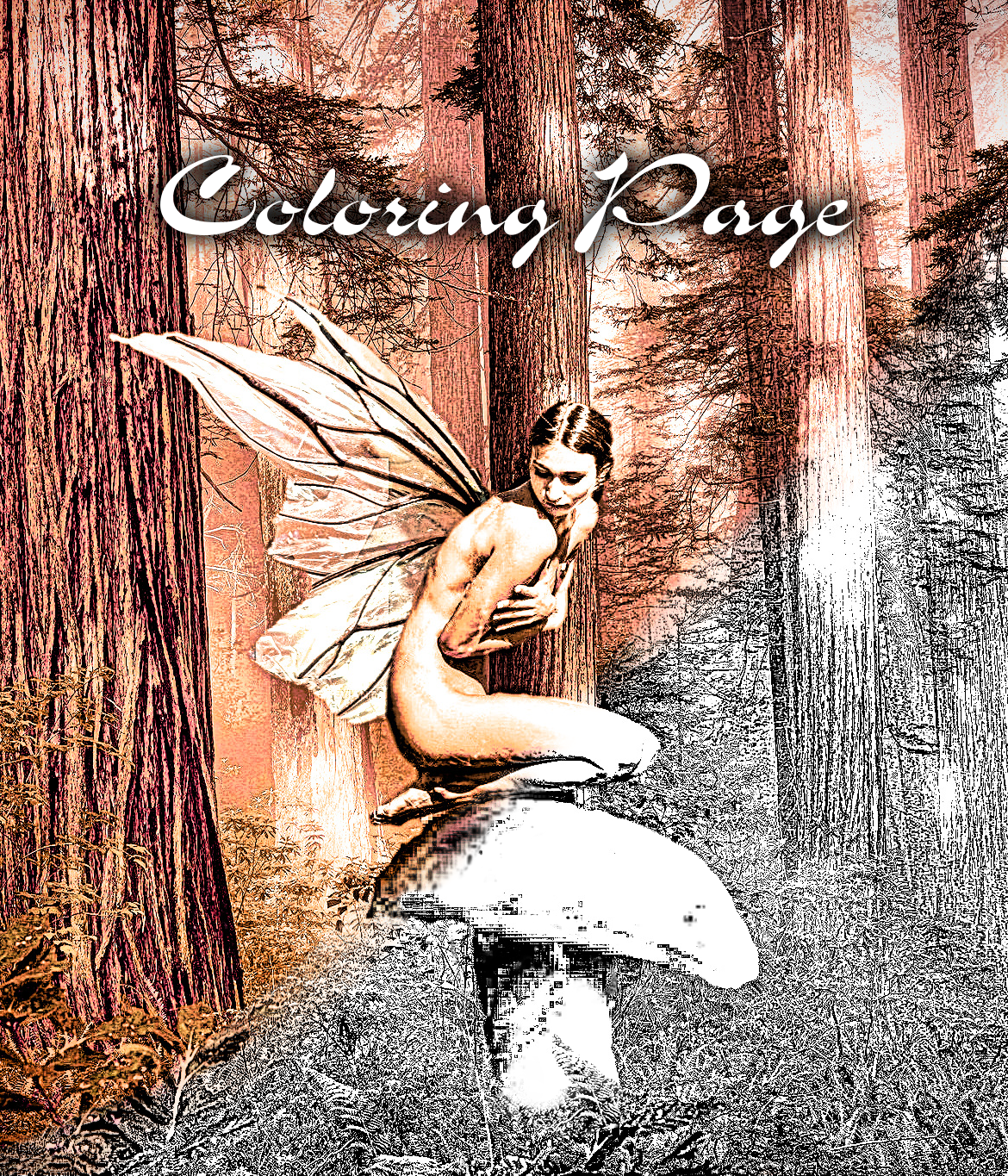 Modest fairy printable coloring pages of woodland fairy on a forest