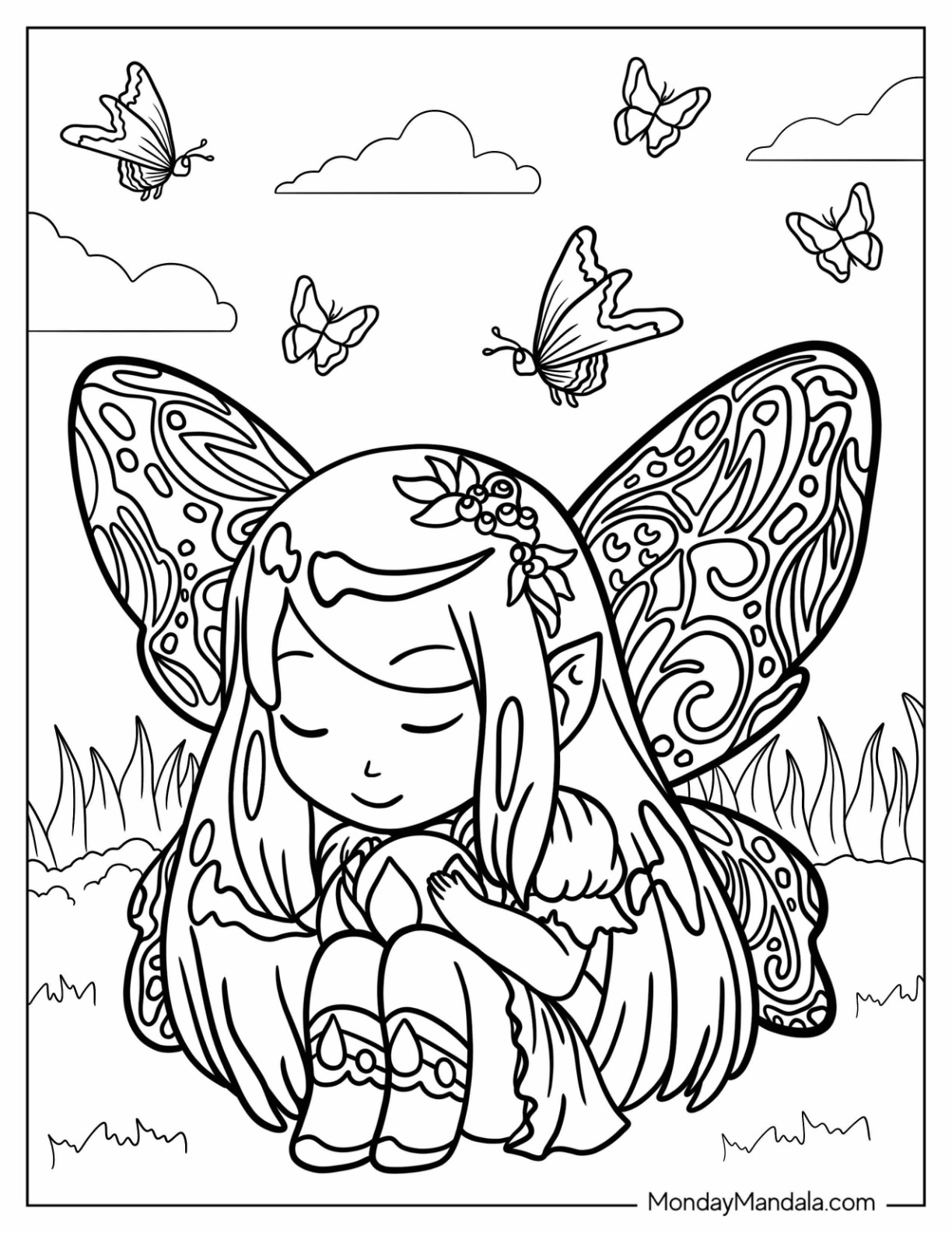 Fairy coloring pages free pdf printables