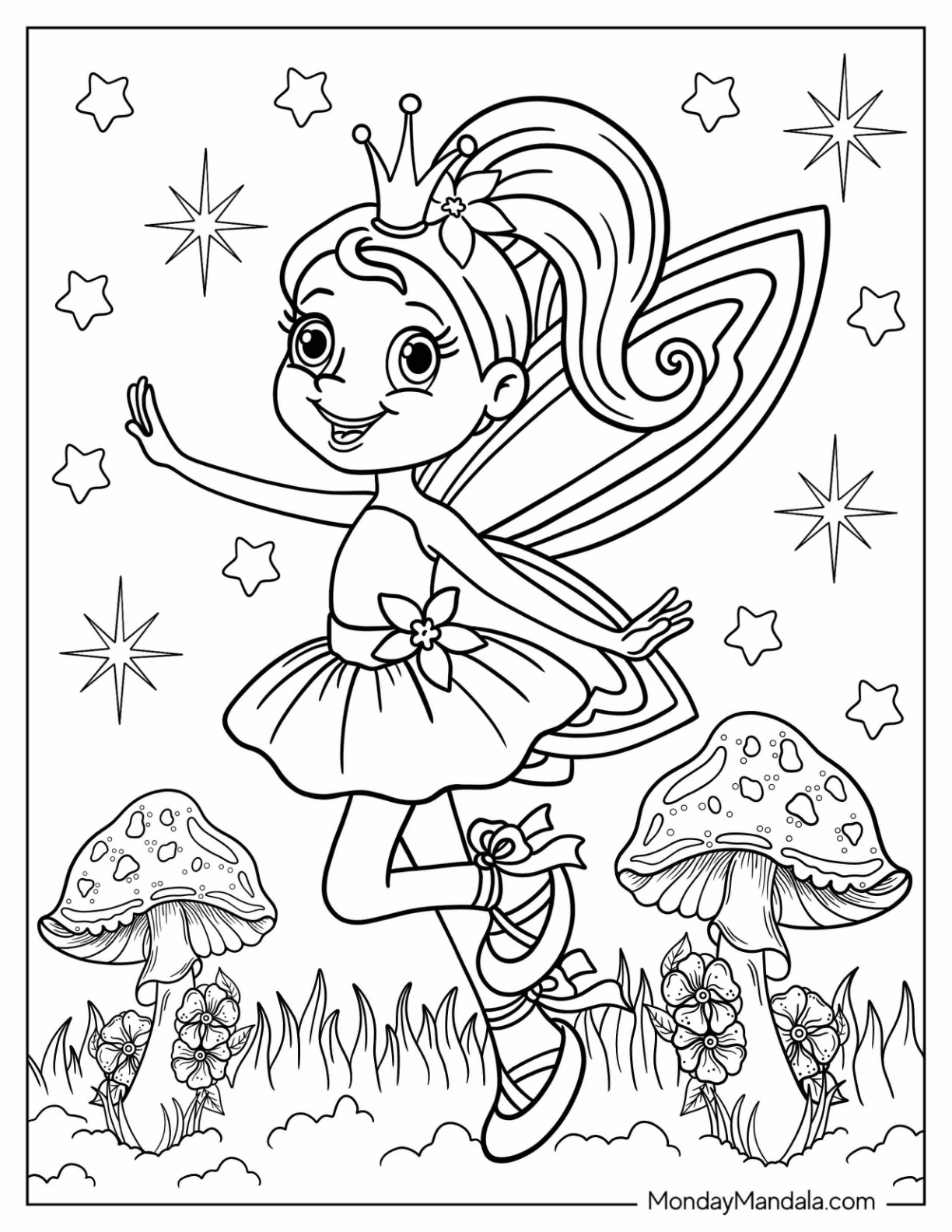 Fairy coloring pages free pdf printables