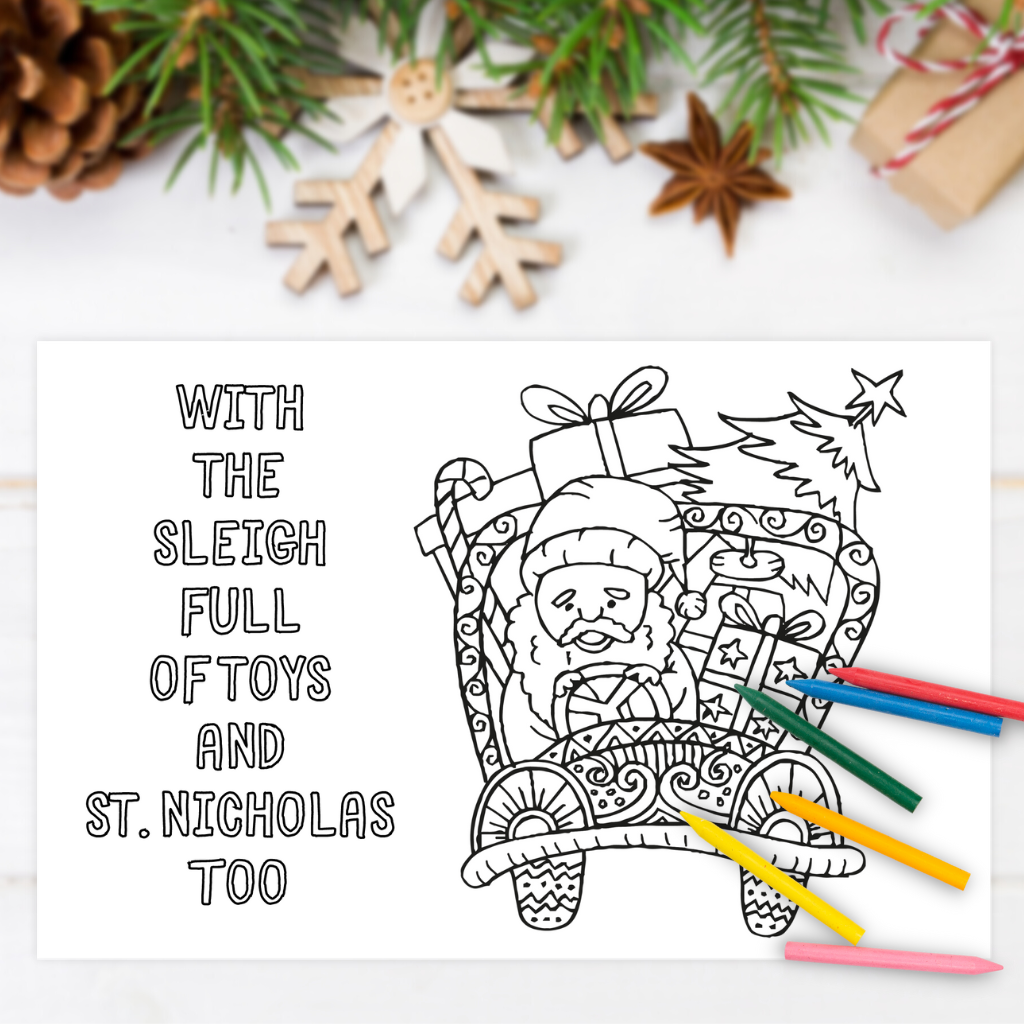 Night before christmas coloring placemats set of â the mm