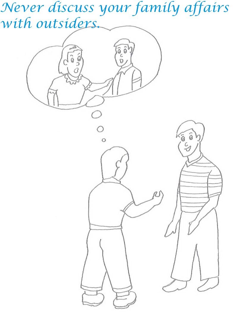Etiquette for kids in home coloring page