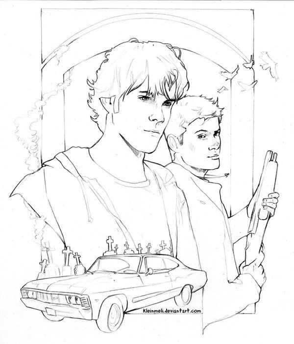 Free supernatural coloring pages for season slashy fan art coloring books
